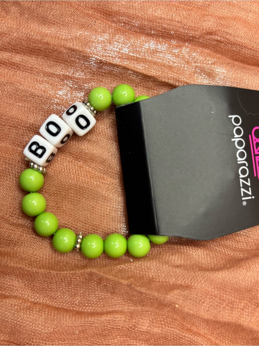 paparazzi Lime Green 'BOO' Beaded Stretch Bracelet